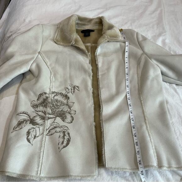 The Limited Faux Suede Floral Print Jacket size M Cream - Picture 8 of 11